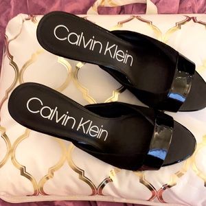 NWOT Calvin Klein Black open toed heels